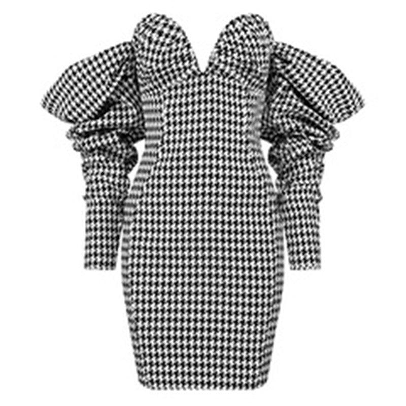 Allover Andi Houndstooth Off Shoulder Dress