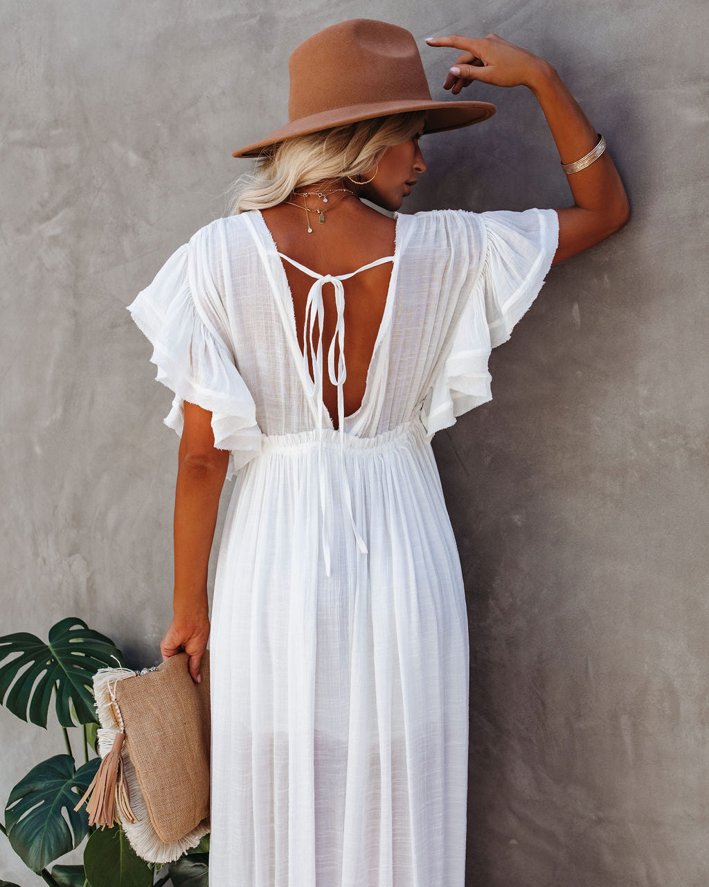 Anika Pocketed Button Down Ruffle Maxi Dress Marshmallow
