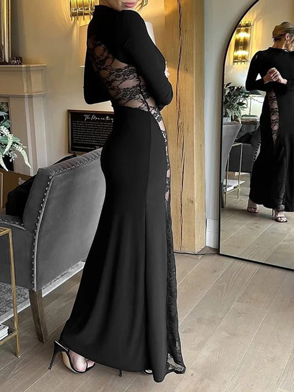 Sheer Ariana Lace Maxi Dress