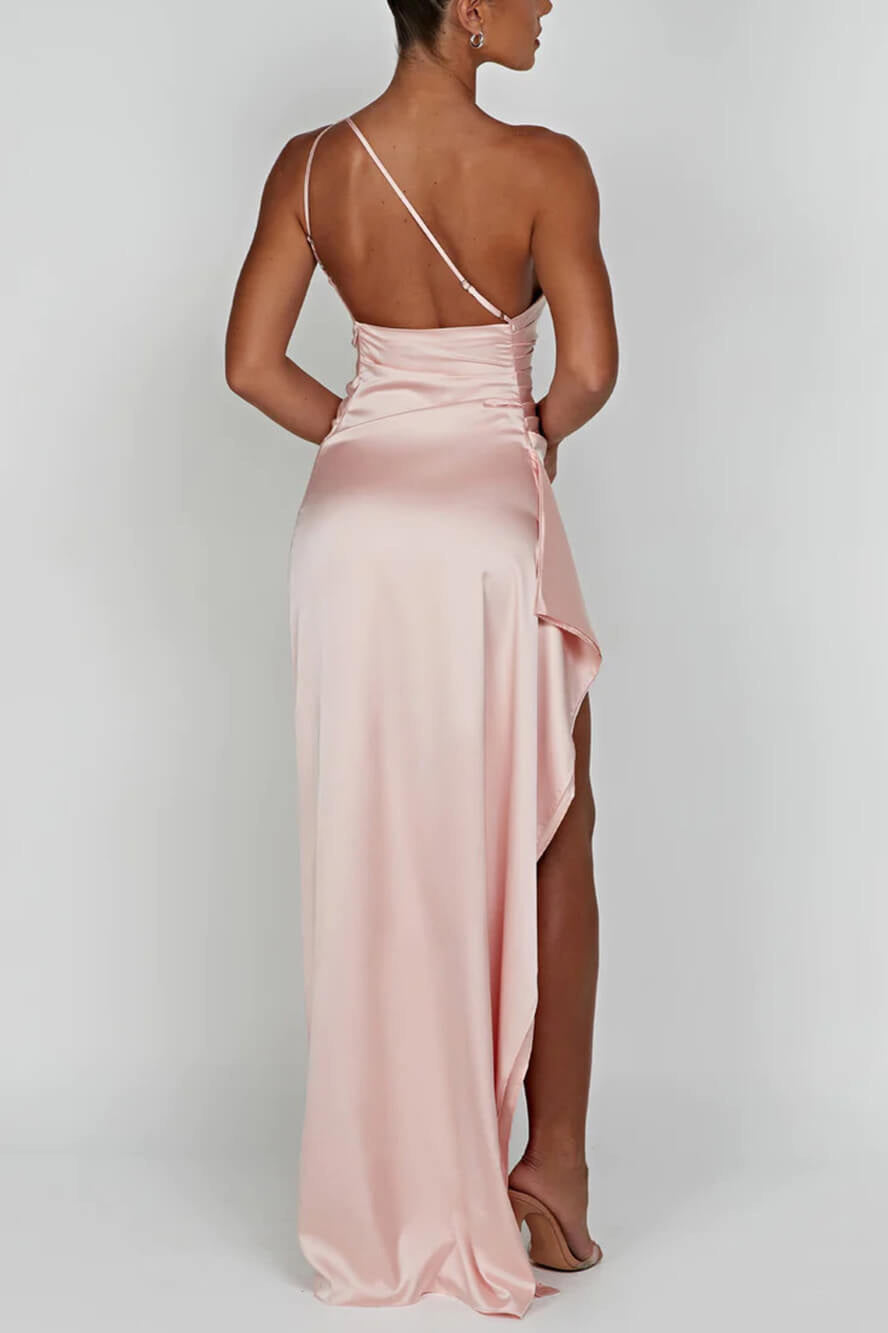 Ariana Timeless Satin Maxi Dress with Slit Boutique Edit