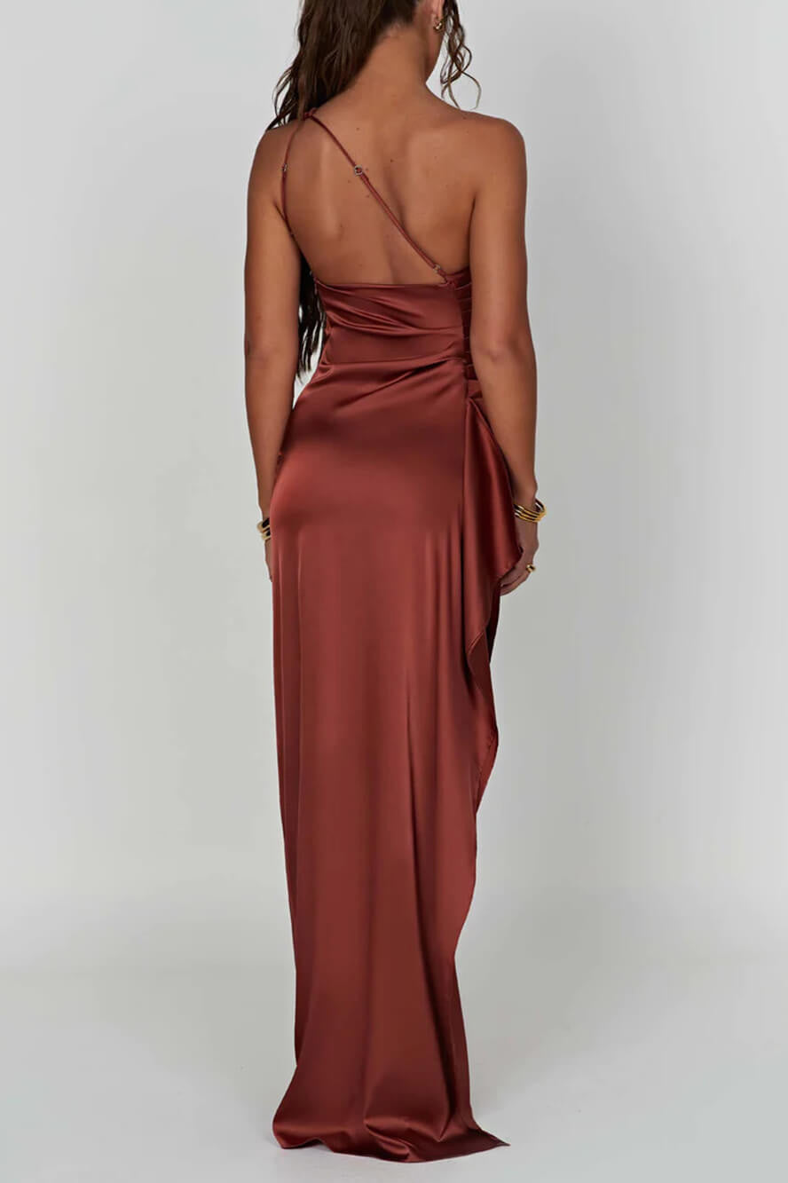 Ariana Timeless Satin Maxi Dress with Slit Boutique Edit