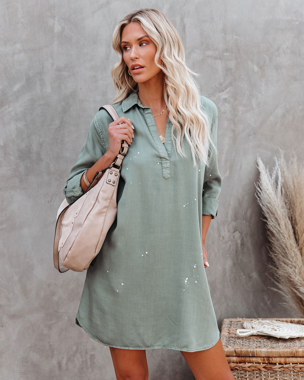 Paint Artessa Splatter Pocketed Tencel Shirt Dress