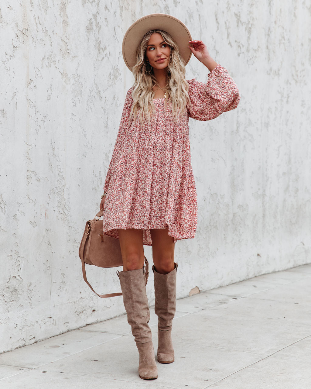 Aubree Pocketed Botanical Babydoll Dress