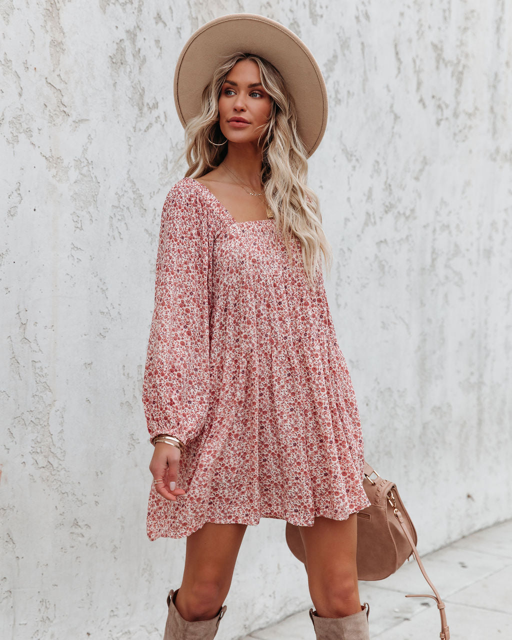 Aubree Pocketed Botanical Babydoll Dress