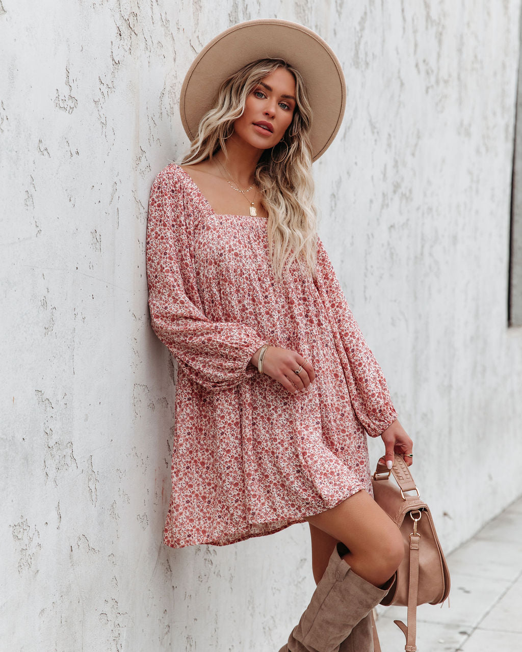 Aubree Pocketed Botanical Babydoll Dress