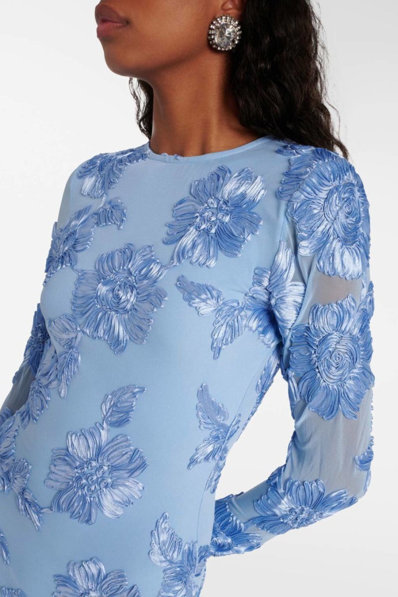 Chic Norma Backless Embroidered Mesh Mini Dress Silhouette Collection