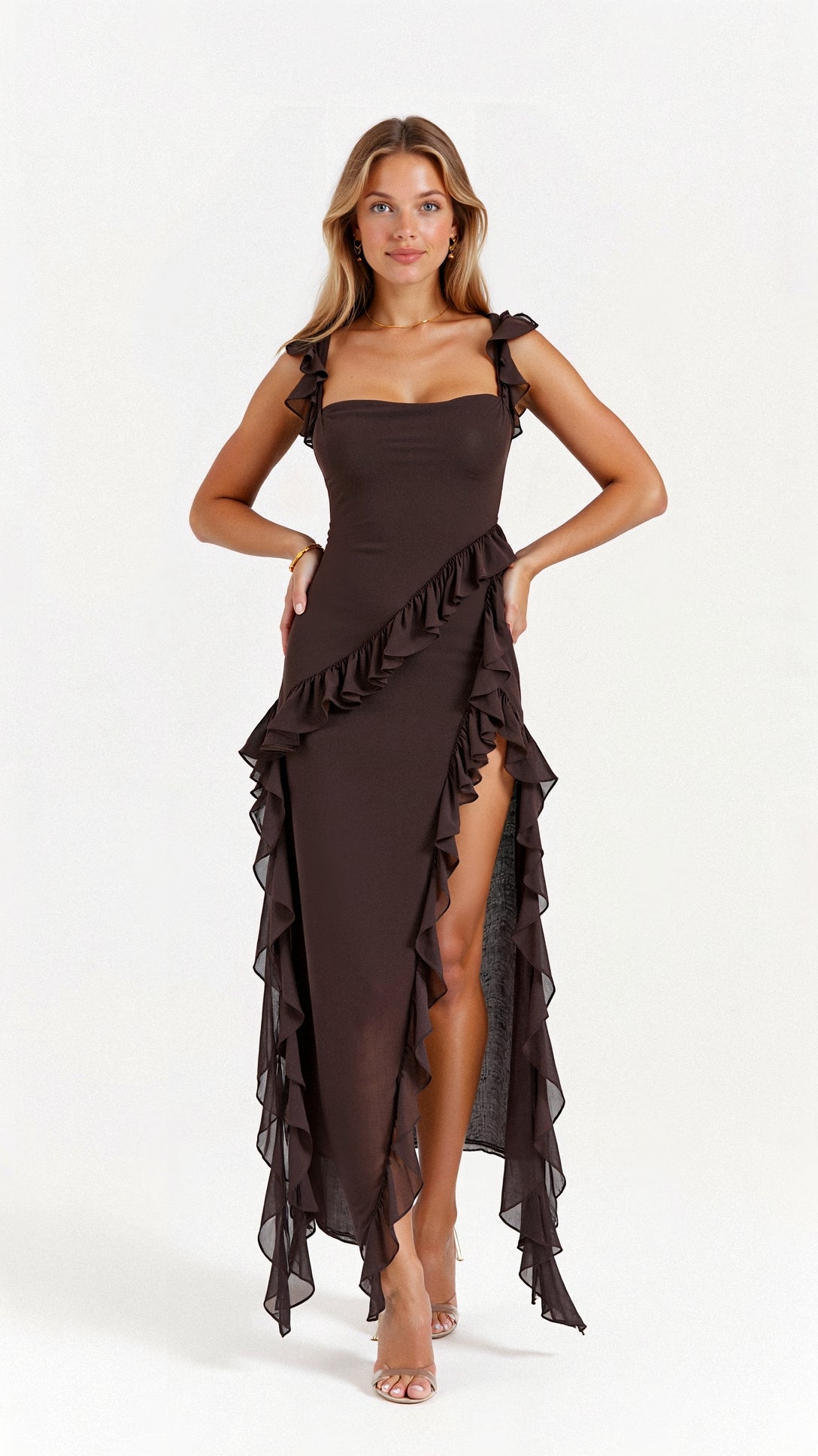 Camila Aesthetic Dress Maxi with Ruffles Evening Wear Edit