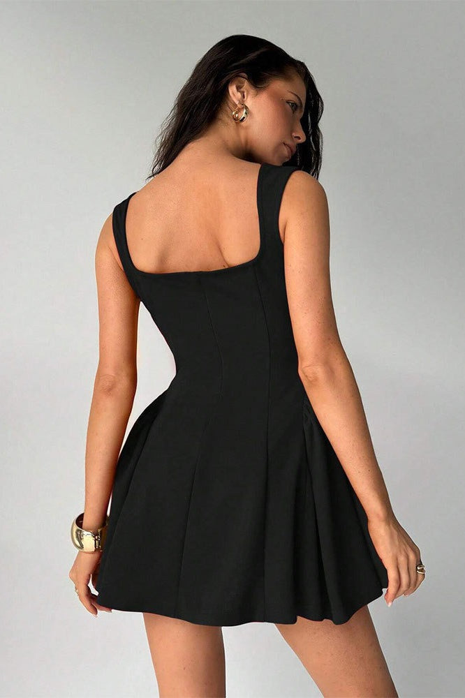 Neck Square Tank Ruched Mini Dress