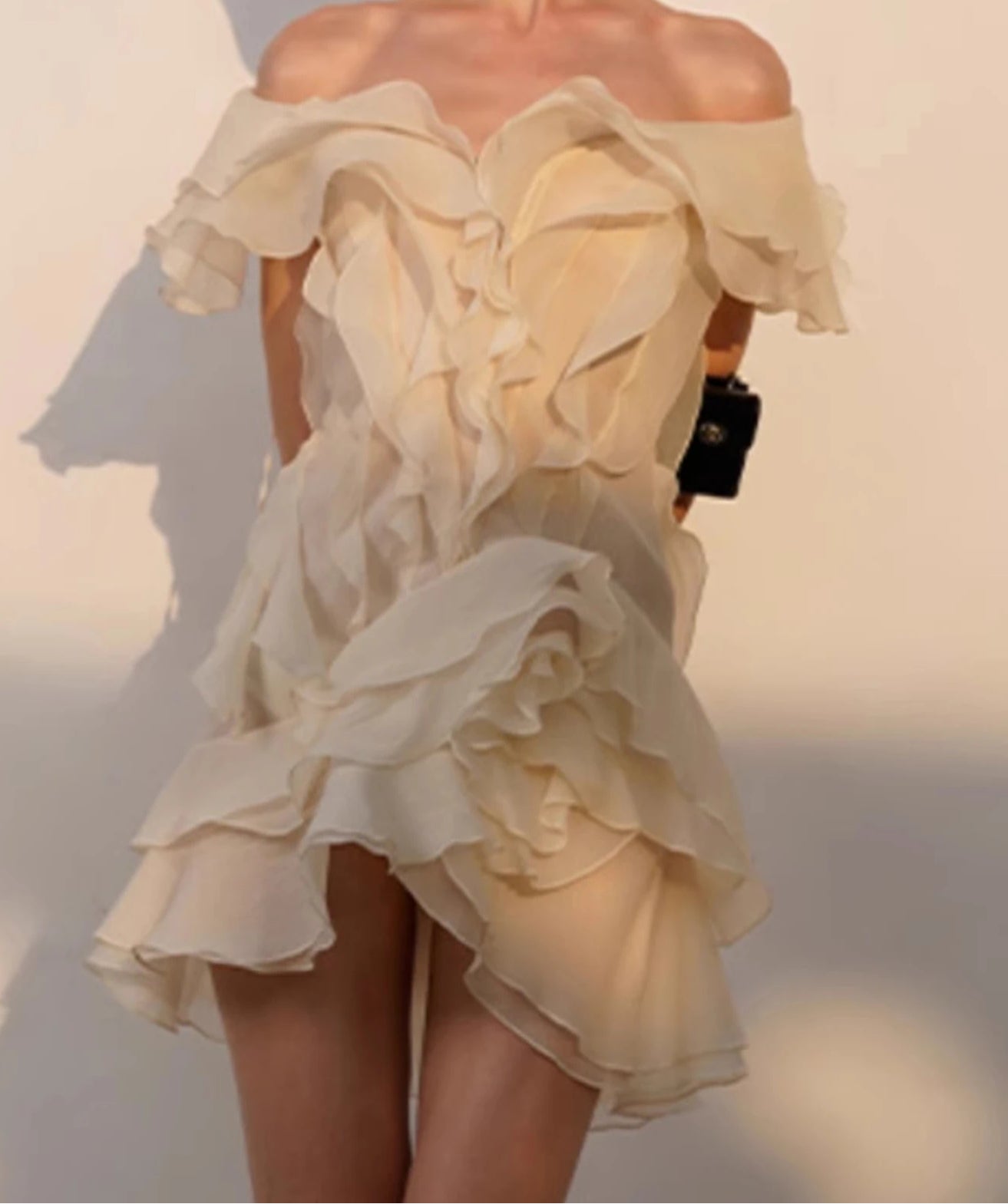 Backless Ruffle Mesh Prom Mini Dress