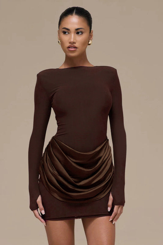 Color Solid Ruched Bodycon Dress