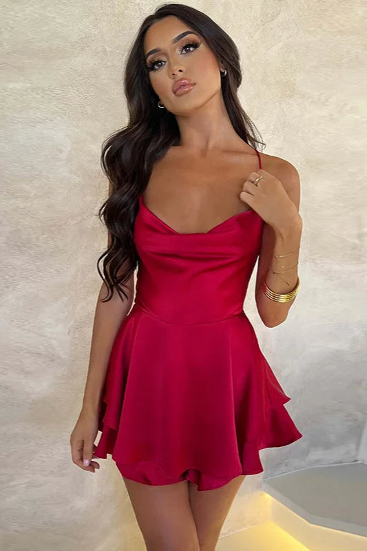 Crisscross Satin Mini Dress