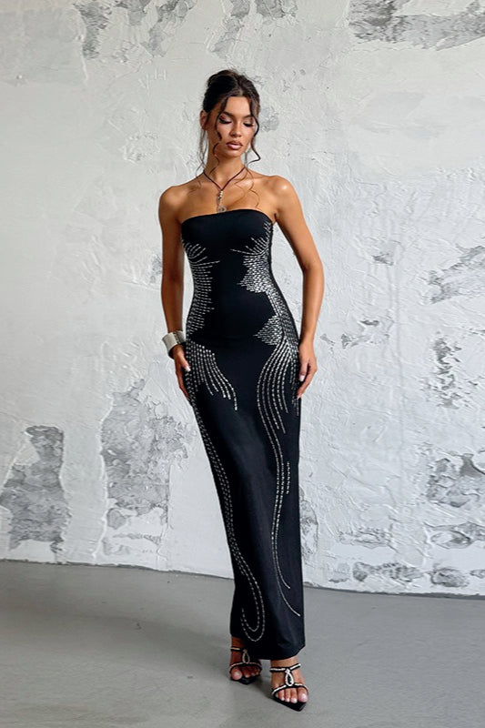 Strapless Edition Rhinestone Maxi Birthday Dress