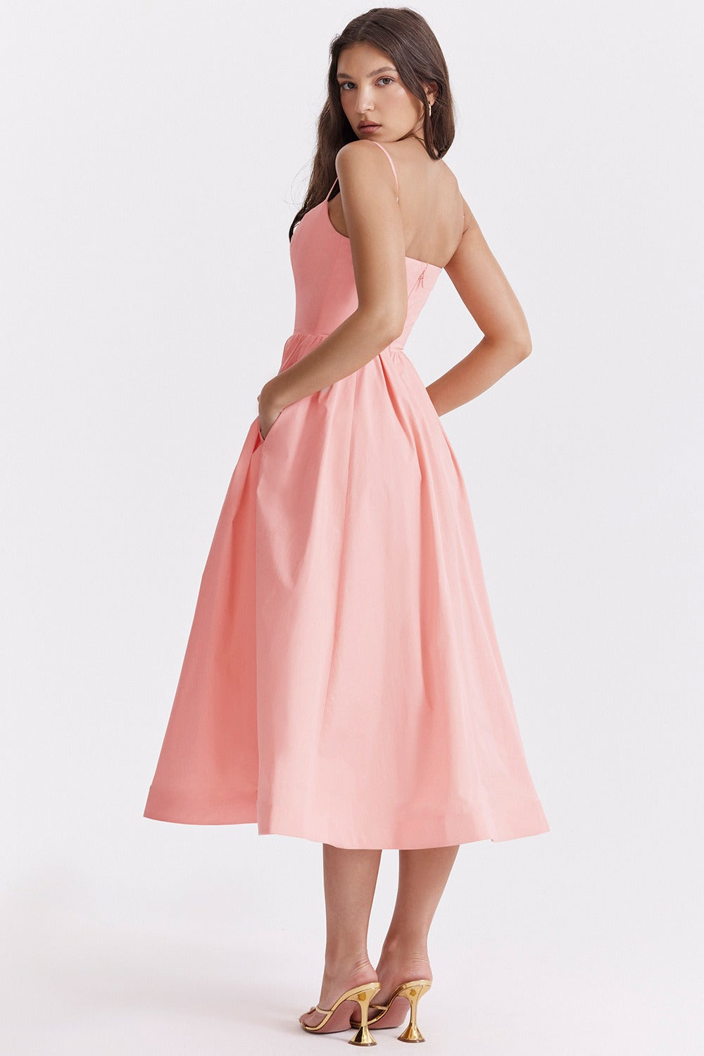Solid Chic Backless Spaghetti Strap Swing Prom Dress