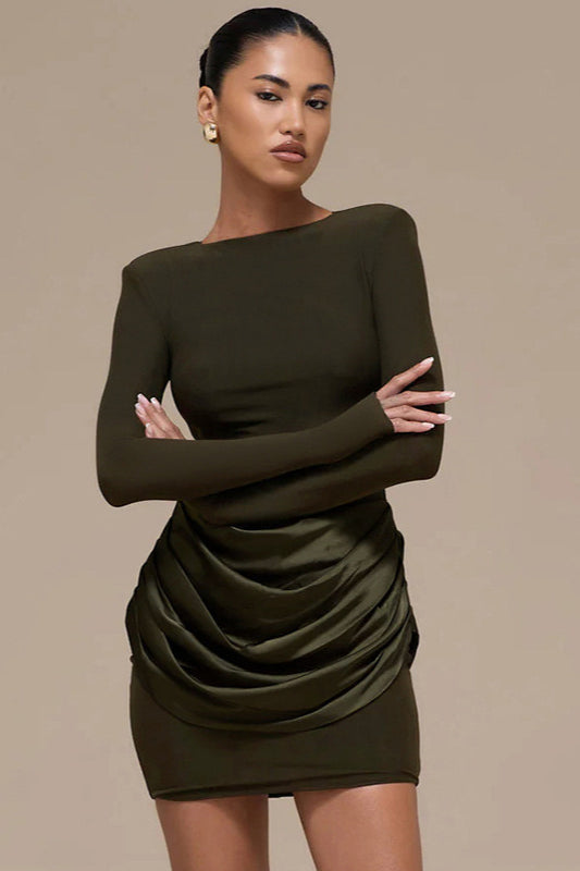 Color Solid Ruched Bodycon Dress