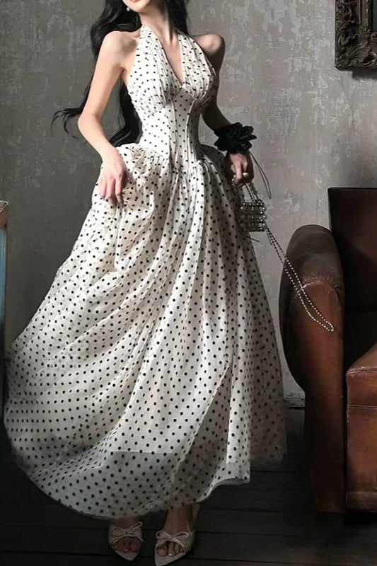 VNeck Edition Polka Dot Maxi Dress