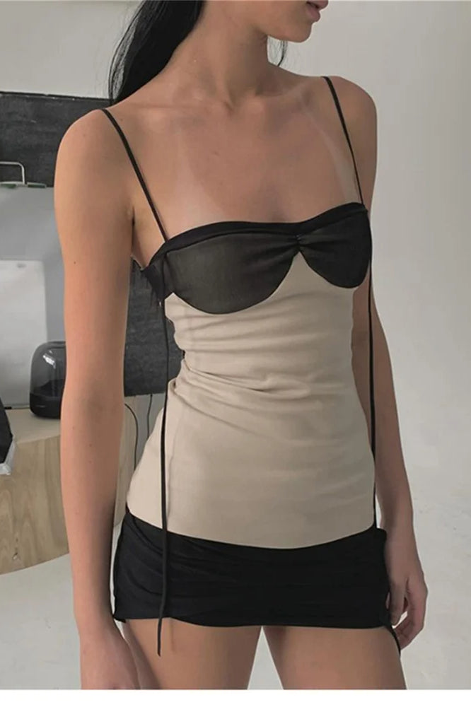 Backless Patchwork Mini Dress