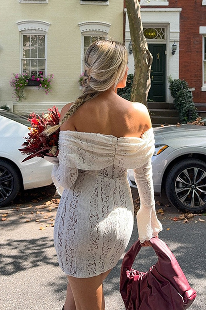 Trim Lace Long Sleeve Mini Dress