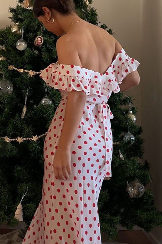 Polka Edition Dot Cami ALine Ruffled Maxi Dress
