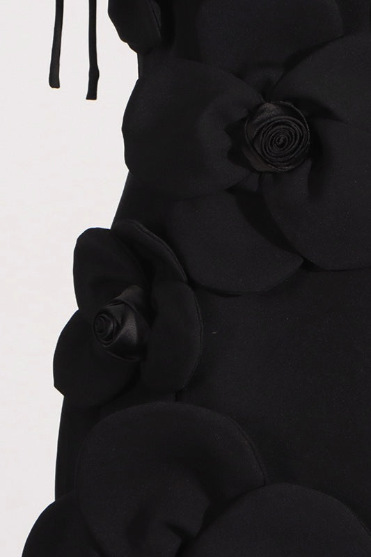 Bloom Patchwork Strap Solid Sexy Slim Mini Dress