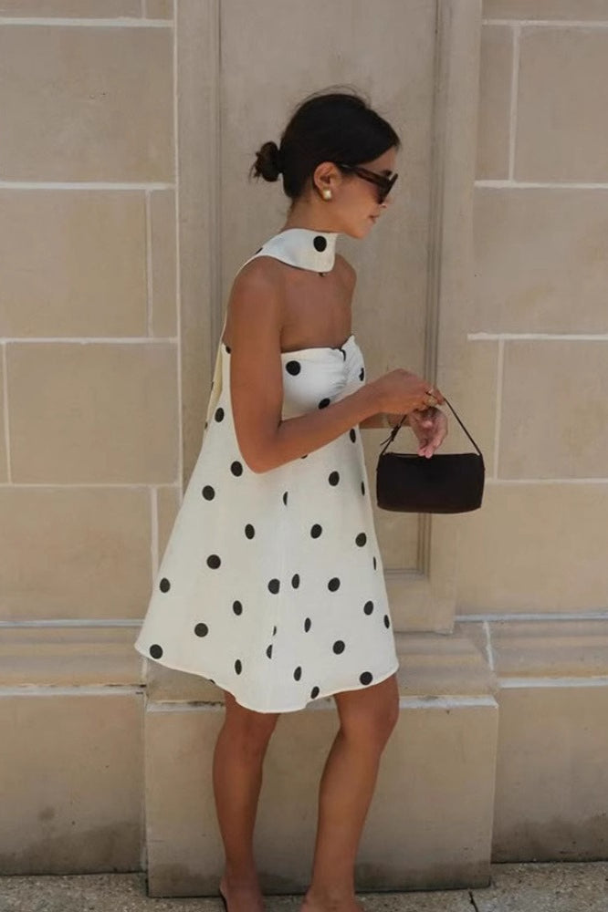 Polka Fashionable Dot Strapless Mini Dress