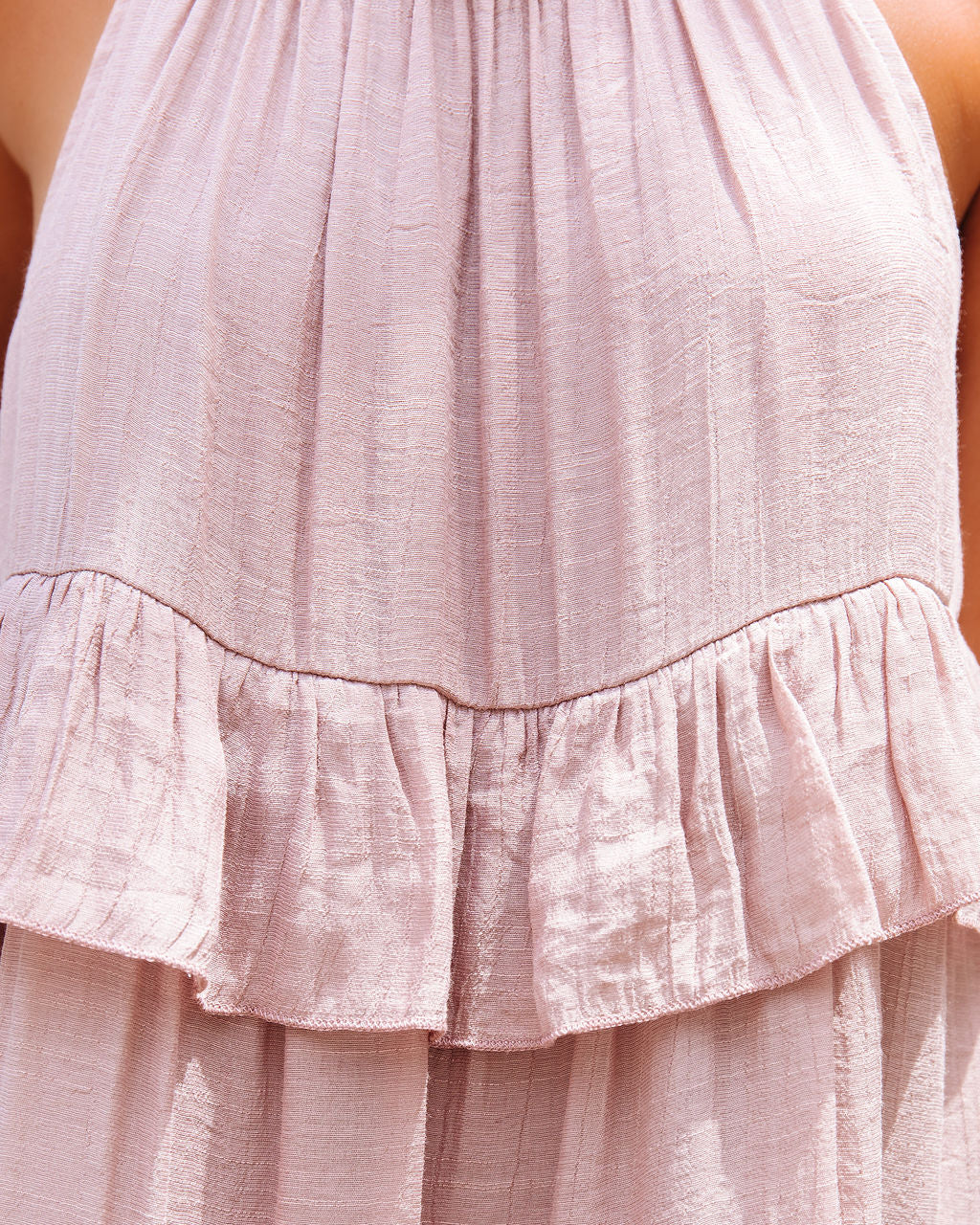 Pocketed Baise Tiered Mini Dress Mauve