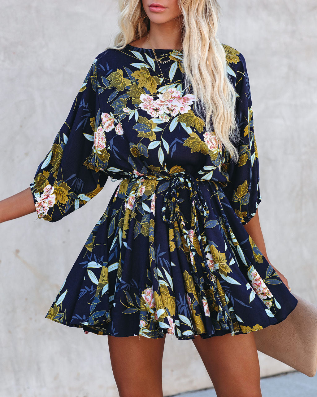 Lovely Botanicals Rope Tie Ruffle Dress