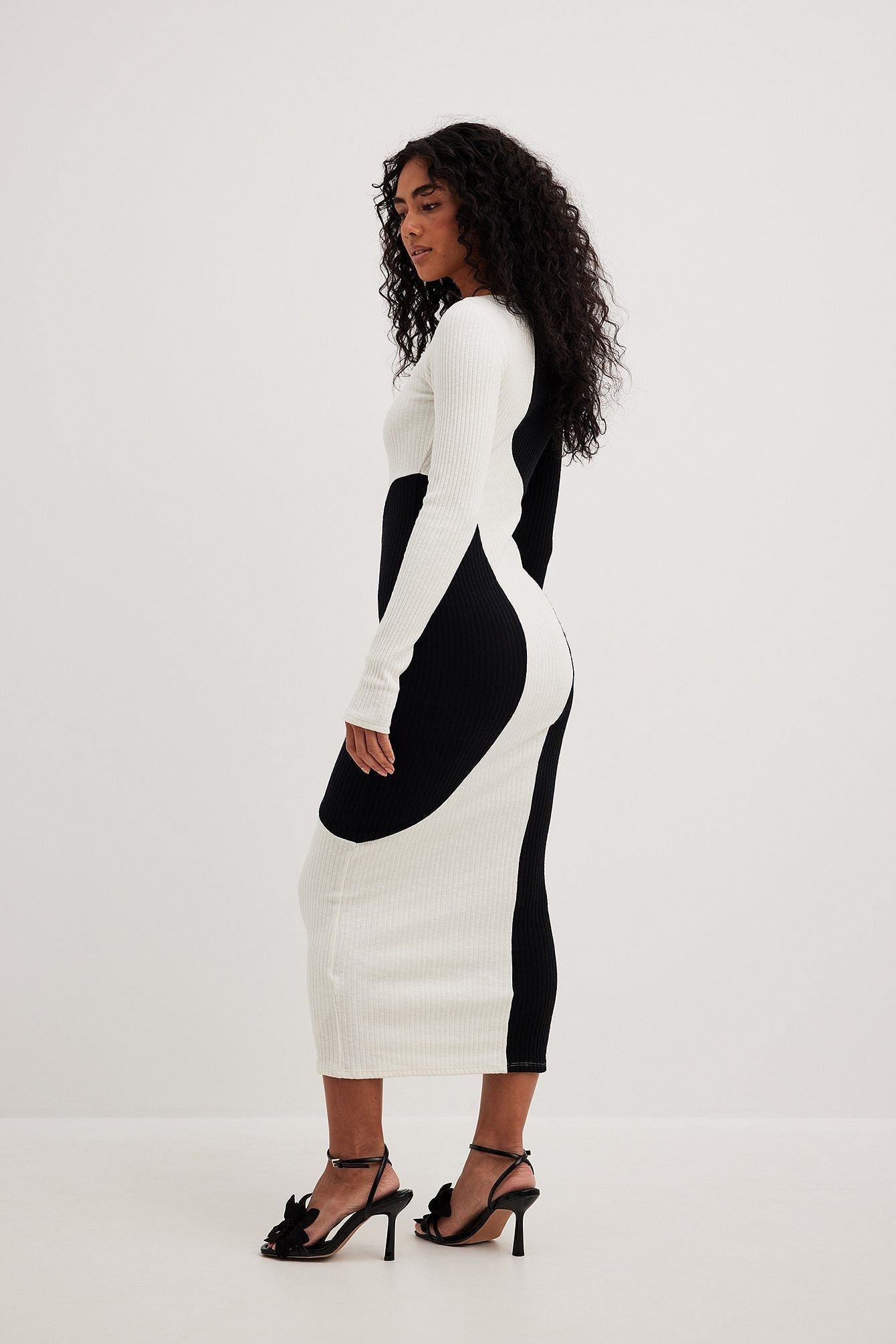 Exclusive Xiomara Contrast Knit Midi Dress Elevated Occasion Wear