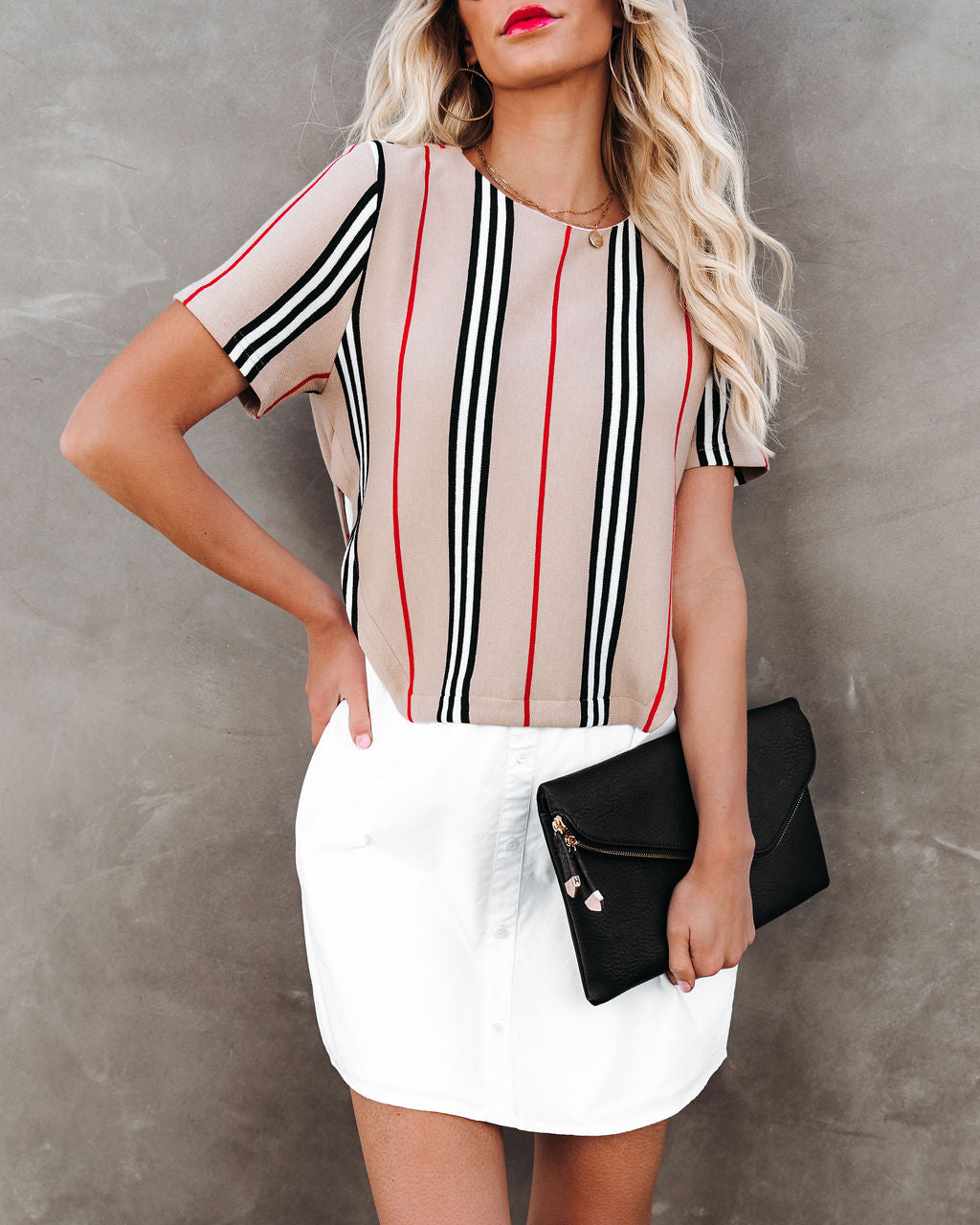 Contrast Britain Knit Poplin Dress FINAL