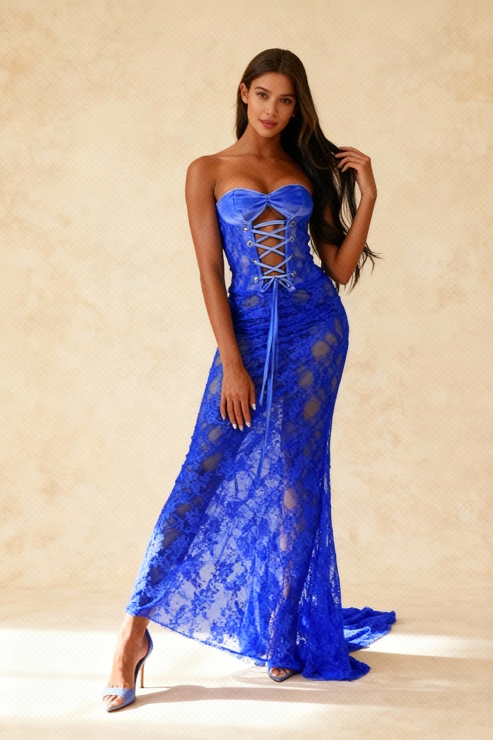 Laceup Backless Bodycon Maxi Dress