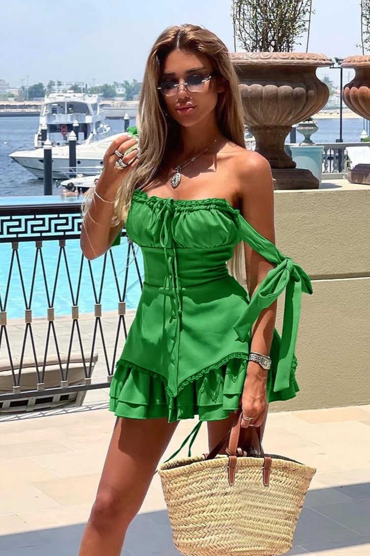 Pleated Slim Mini Dress