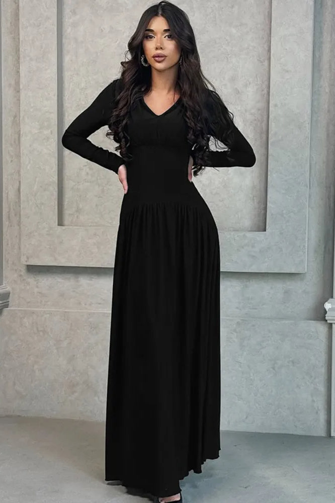 Alluring Fashion High Waist V Neck Maxi Dress