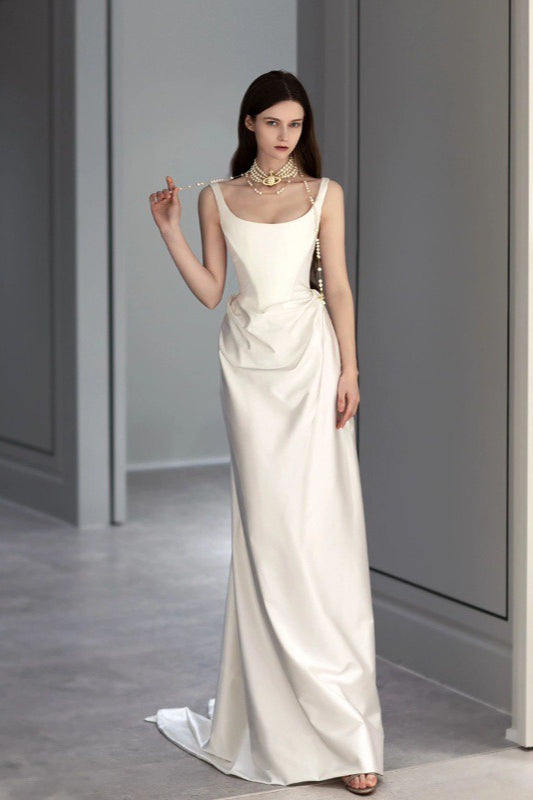 Minimalist High End Graceful Satin Wedding Dress
