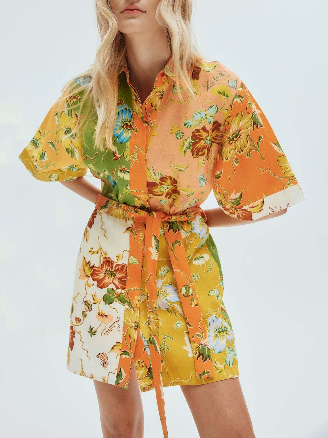 Unique contrasting Flower print mini dress
