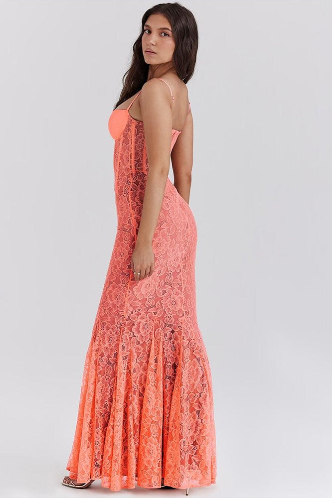 Lace Edition Backless Spaghetti Strap Maxi Dress