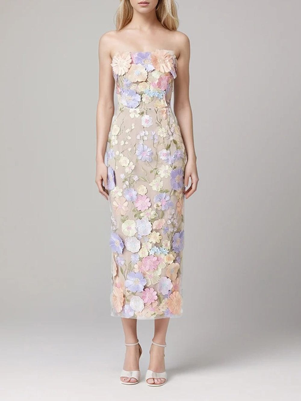 Appliques Calysta Sleeveless Midi Dress