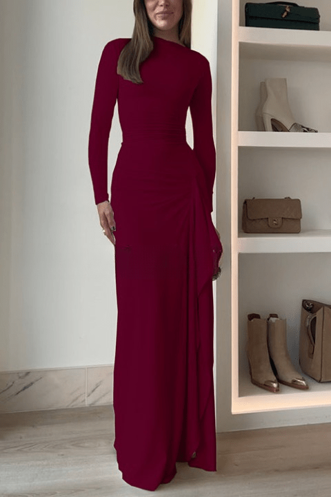 Valeria Long Sleeve Draped Maxi Dress for Women Romantic Gentle Style