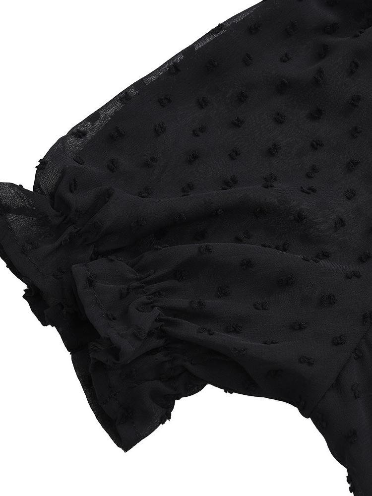 Relaxed Black Button Embellished Mesh Dress