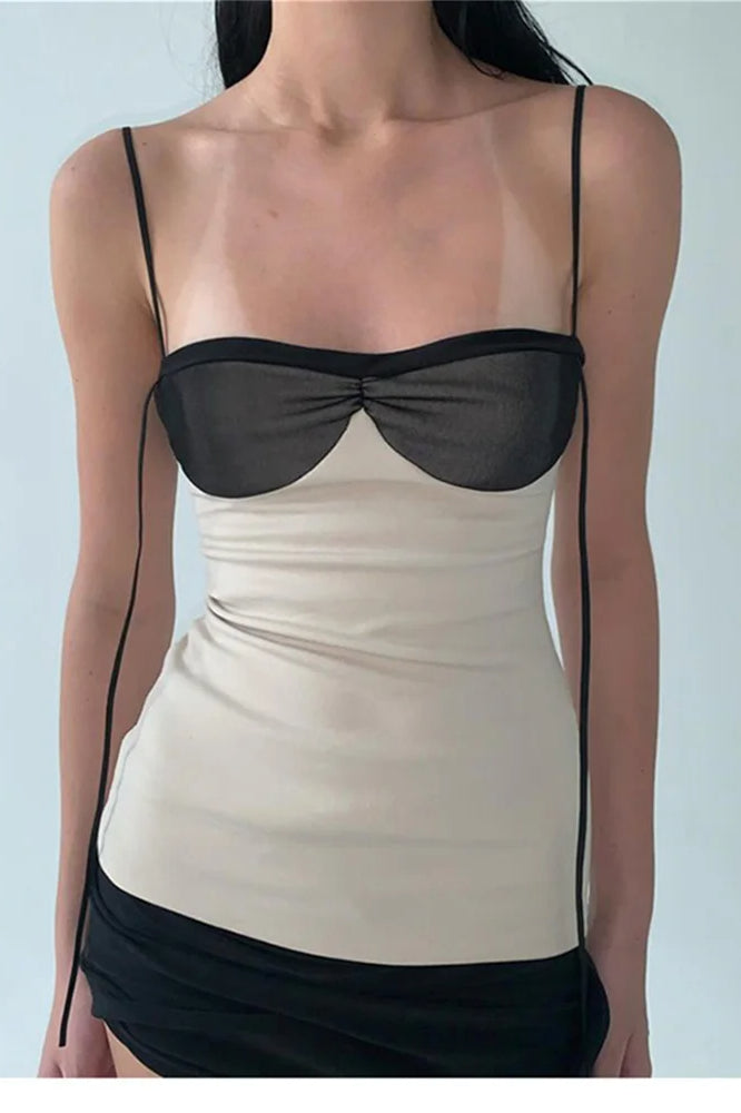 Backless Patchwork Mini Dress