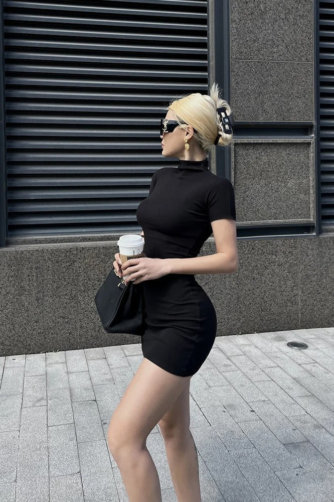 Neck High TShirt Mini Dress