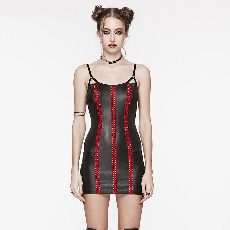 Punk Rivet Webbing Slim Fit Chic Mini Dress
