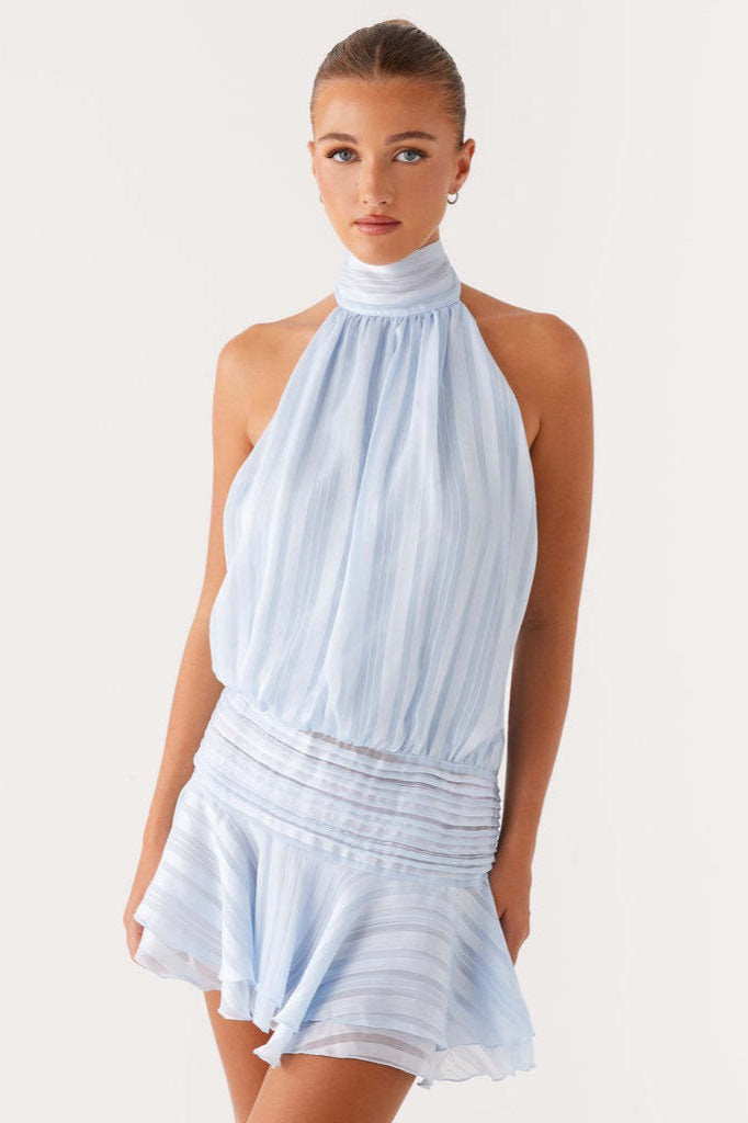 Tie Sleeveless Back Mini Vacation Dress