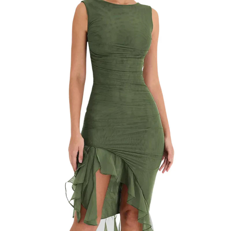 Midi Encarnación Dress with Ruffles for Women Holiday Party Outfit