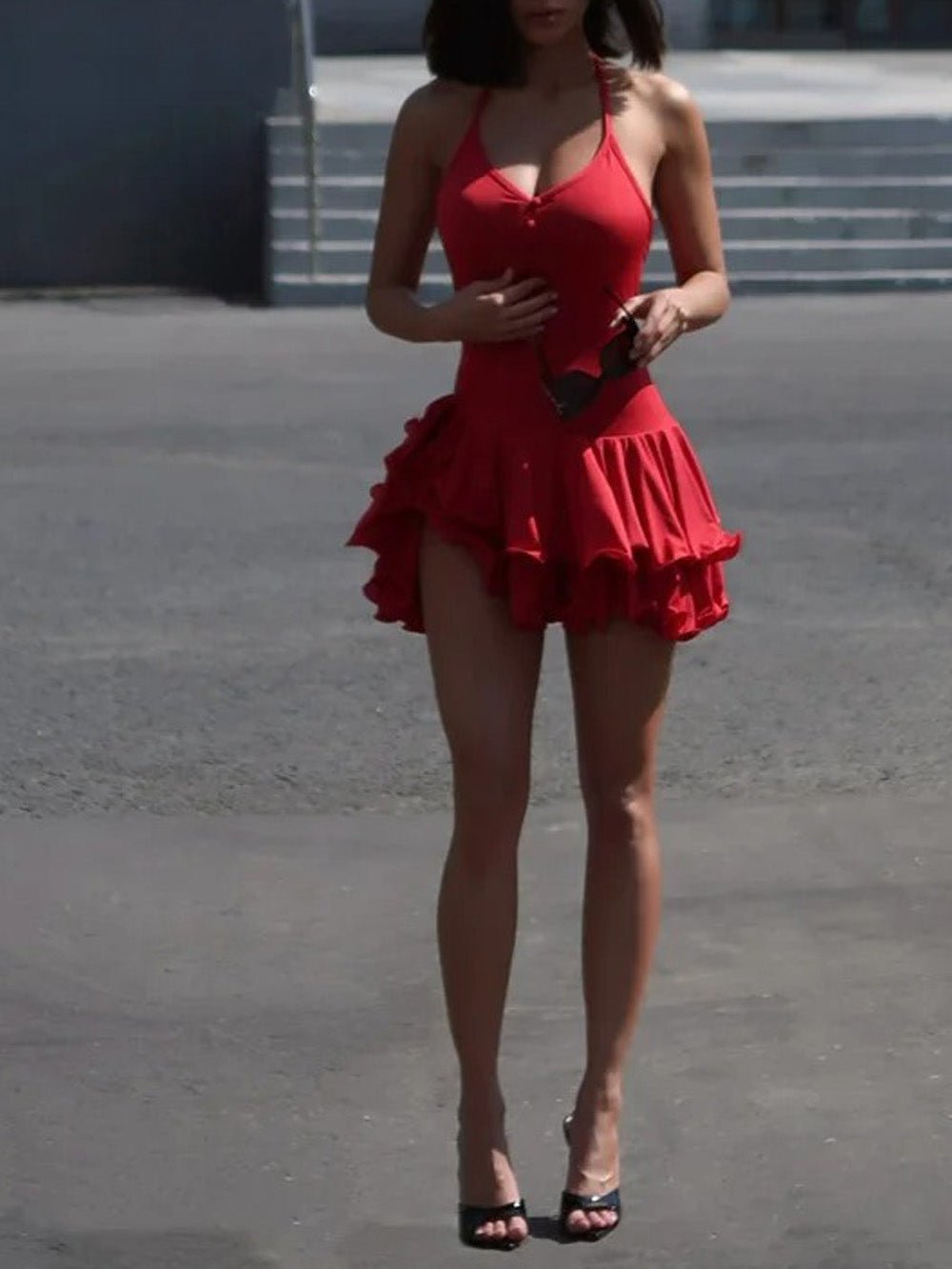 Halter Chloe Ruffled Mini Dress