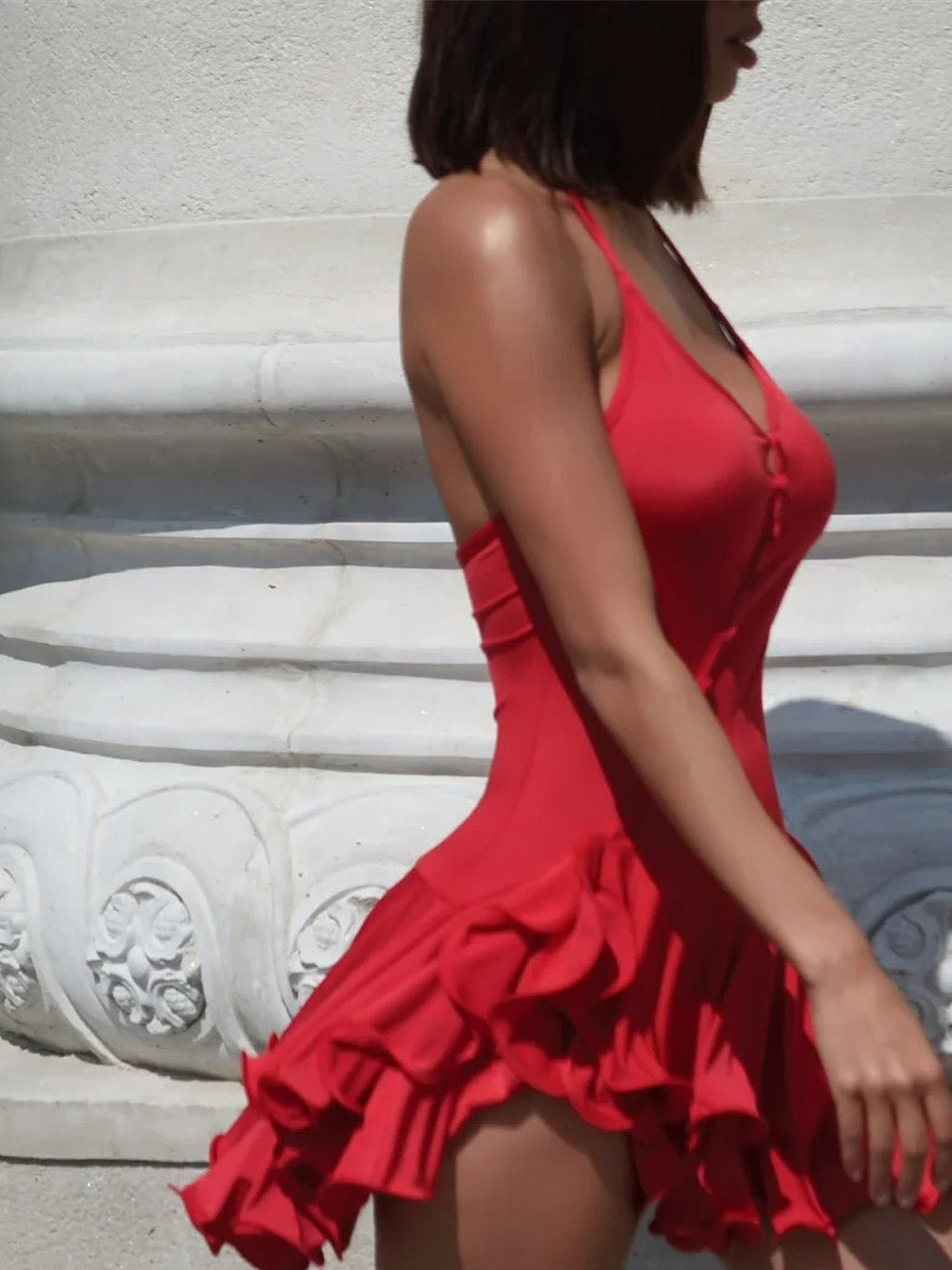 Halter Chloe Ruffled Mini Dress