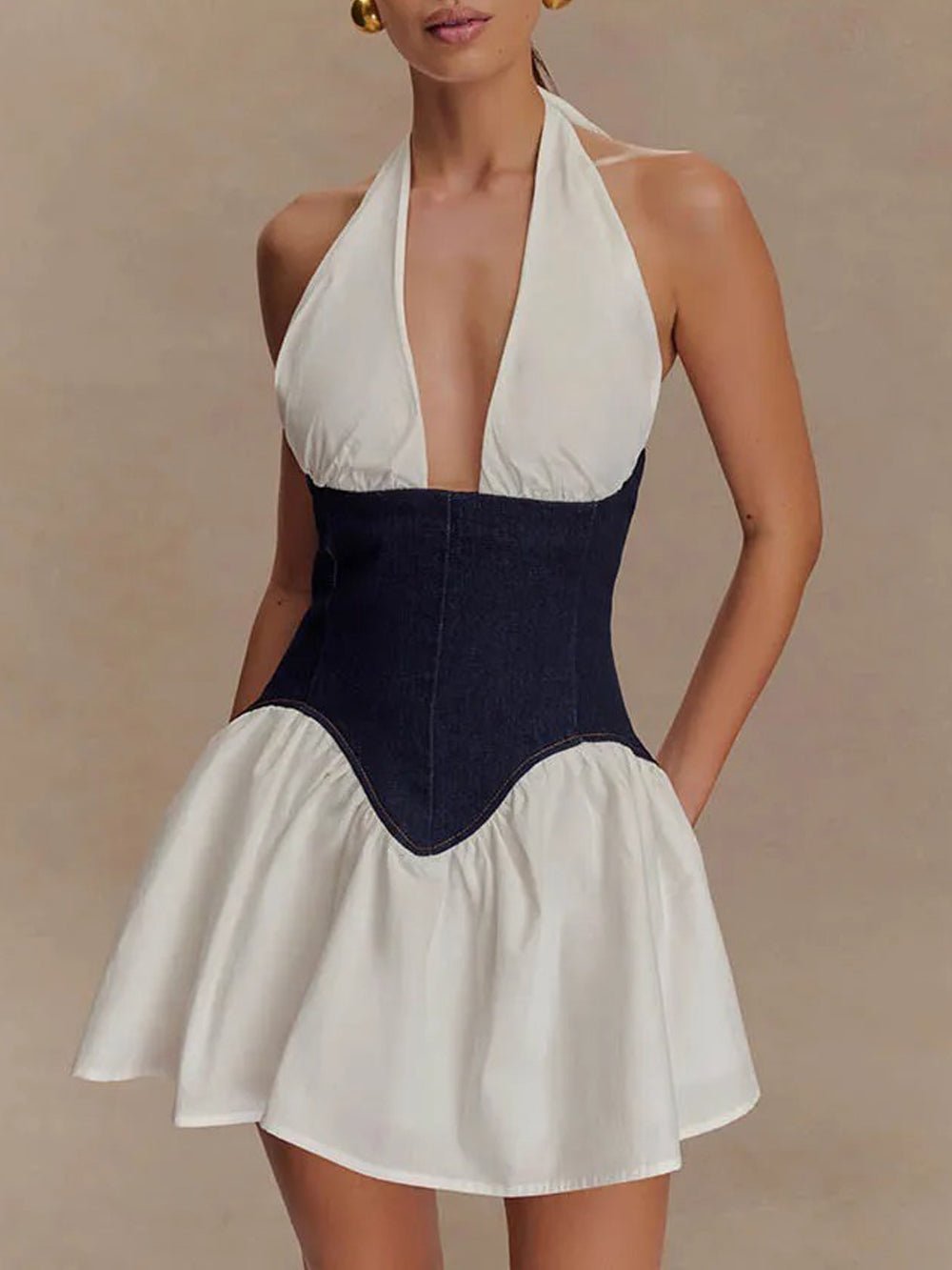 Halter Colette Patchwork Mini Dress