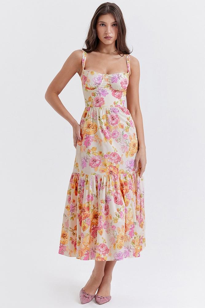 Premium Guadalupe Flared Midi Dress with Print Chic Silhouette Collection