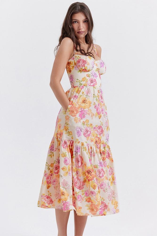 Timeless Yvonne Flared Midi Dress with Print Statement Occasion Edit