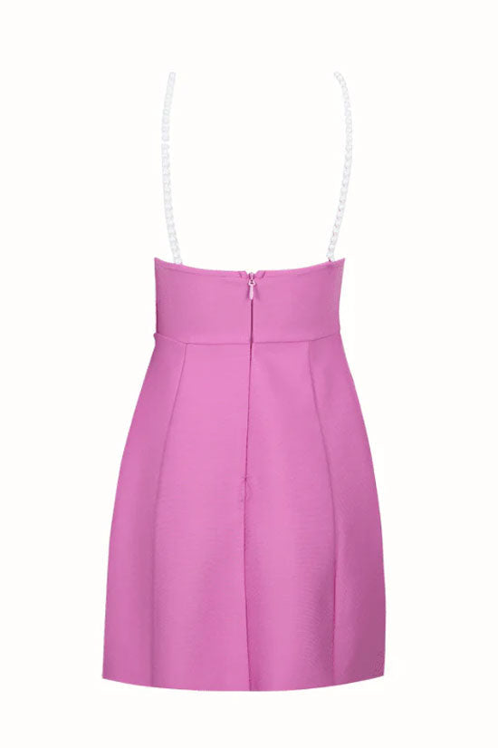 Charming Rosette Applique A Line Bandage Sleeveless Party Mini Dress - Hot Pink