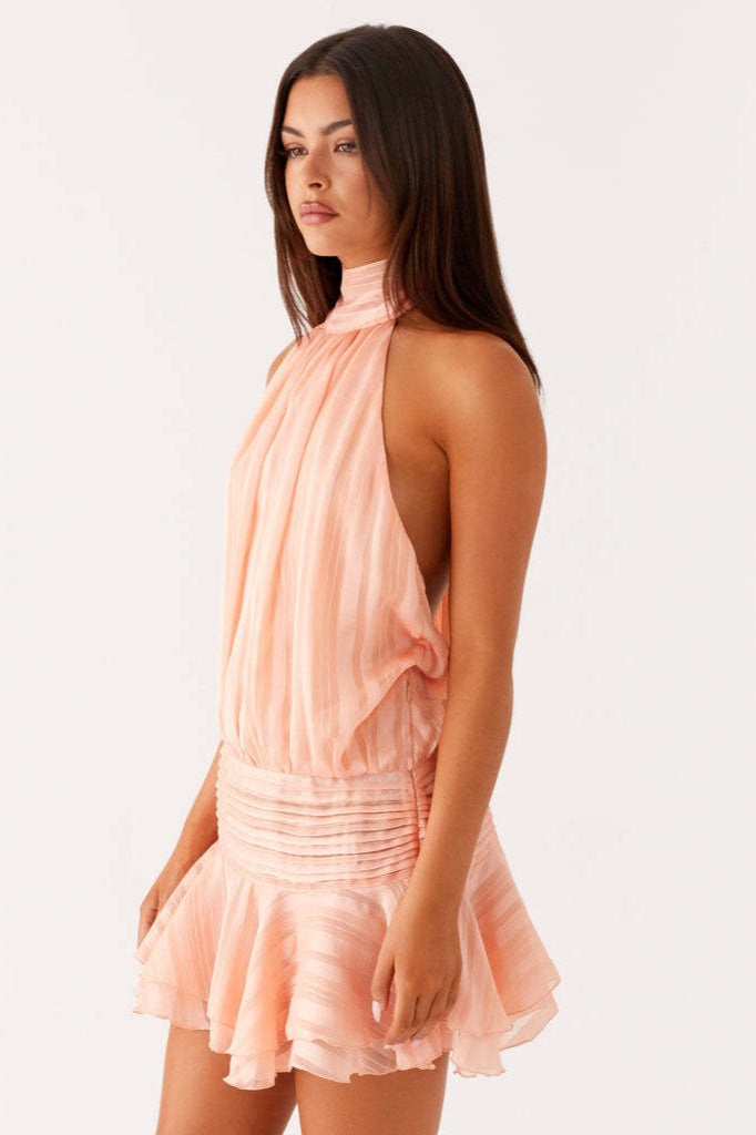 Tie Sleeveless Back Mini Vacation Dress