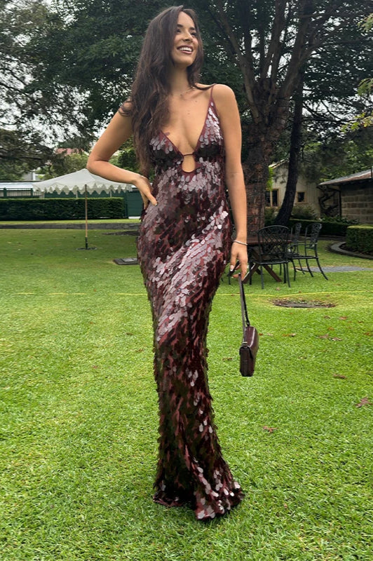 Alluring Sequin Long Maxi Dress